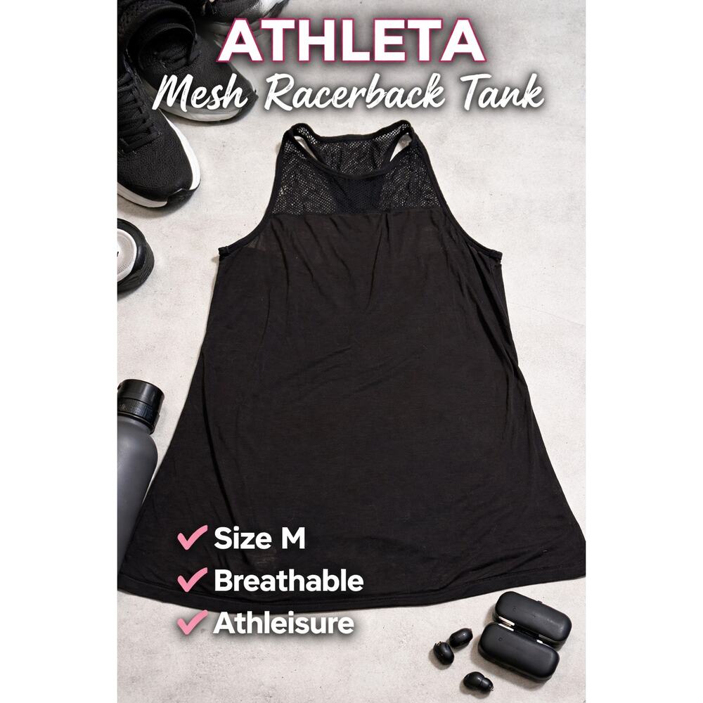 Athleta Black Mesh Racerback Tank M Athleisure Workout Yoga